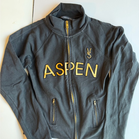 Victoria's Secret Jackets & Blazers - Victoria's Secret “Angel” Black and Gold Zip-Up Jacket